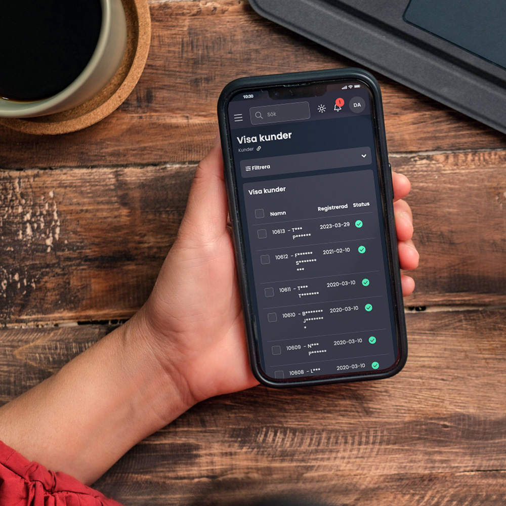 Bild som visar Askås Admin i en mobiltelefon.